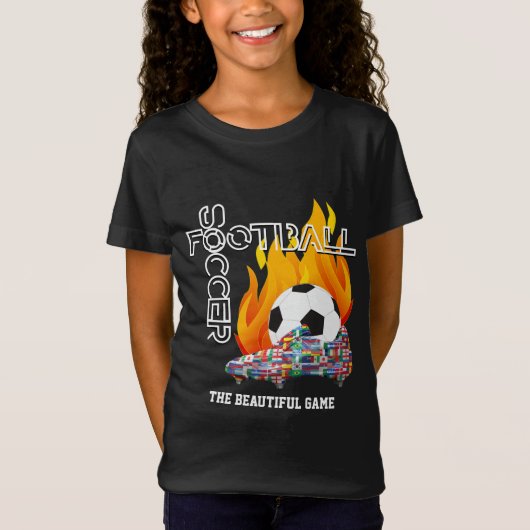 美しいゲーム世界サッカーの子供 Tシャツ (正面)