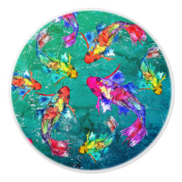 美しいコイの魚の池ノブとプル セラミックノブ