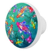 美しいコイの魚の池ノブとプル セラミックノブ (右)