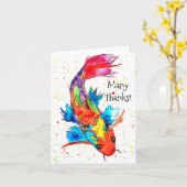 美しいコイカラフルの魚の挨拶状 カード (黄色い花)