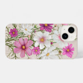 美しいコスモスガーデンフラワーフローラアート iPhoneケース (裏面横)