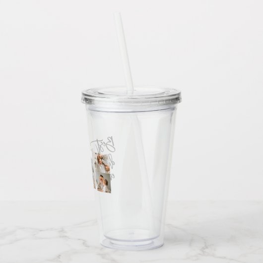 美しいコラージュ写真最高のパパエバーギフト アクリルタンブラー (左)