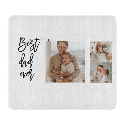 美しいコラージュ写真最高のパパエバーギフト カッティングボード (正面)
