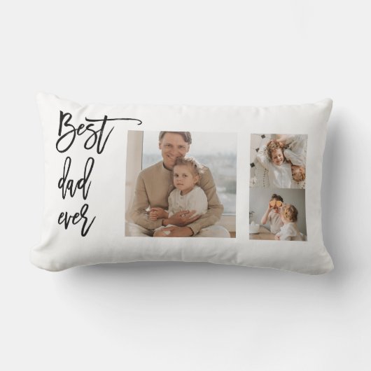 美しいコラージュ写真最高のパパエバーギフト ランバークッション (正面)