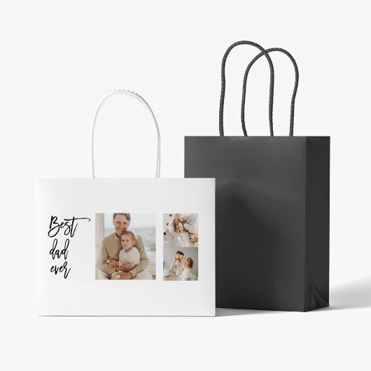 美しいコラージュ写真最高のパパエバーギフト ラージペーパーバッグ