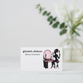 美しいコンサルタガーリーントピンクブラックヘアサロン 名刺 (スタンド正面)