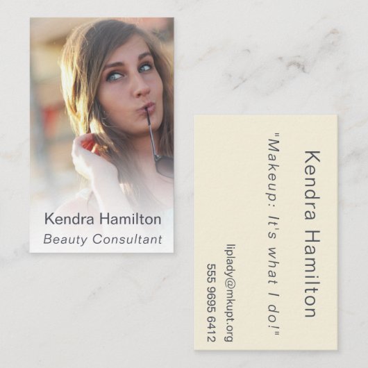美しいコンサルタントメイクミス写真テンプレート 名刺 (正面/裏面)