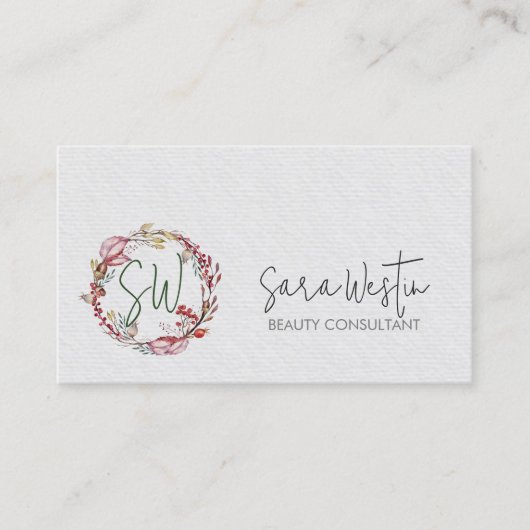美しいコンサルタント美容師フラワーモノグラム 名刺 (正面)