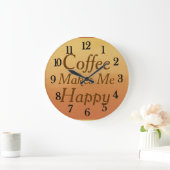 美しいコーヒーは私を幸せなキッチン ラージ壁時計 (ホーム)
