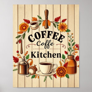 美しいコーヒーキッチンのミニマリスト壁画 ポスター