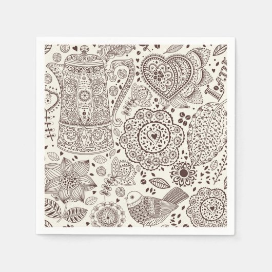 美しいコーヒーキッチンドリンク スタンダードカクテルナプキン (正面)