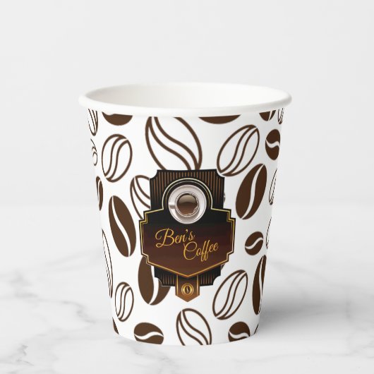 美しいコーヒーショップカスタムのビジネス名 紙コップ (正面)