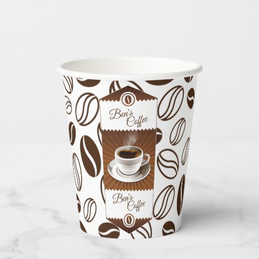 美しいコーヒーショップカスタムのビジネス名 紙コップ (裏面)