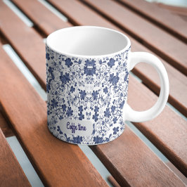 美しいコーヒータイムの花柄マグ マグカップ
