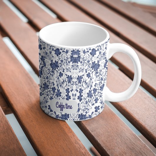 美しいコーヒータイムの花柄マグ マグカップ