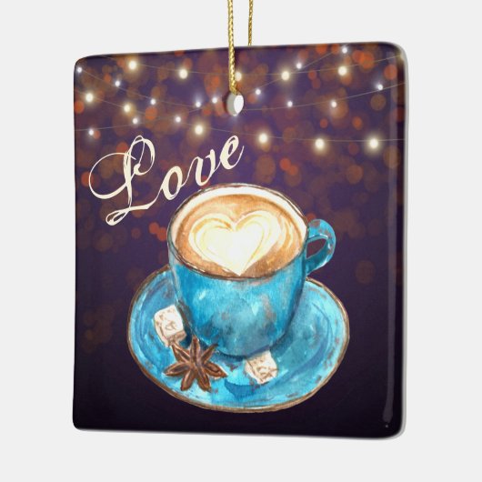 美しいコーヒーラブシーズンラテクリスマス セラミックオーナメント (左)