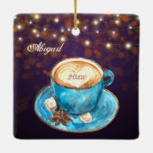 美しいコーヒーラブシーズンラテクリスマス セラミックオーナメント (裏面)
