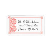 美しいコーラルダマスク&ホワイト結婚ズ – 住所 ラベル (正面)