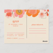 美しいコーラルピンクポピーフラワーRSVP ポストカード (裏面)