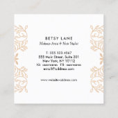 美しいコーラルレッドローズ金ゴールドスワーズ美しいサロン スクエア名刺 (裏面)