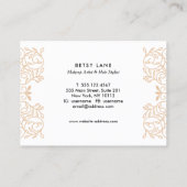 美しいコーラルレッドローズ金ゴールドスワーズ美しいサロン 名刺 (裏面)