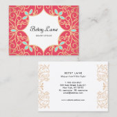 美しいコーラルレッドローズ金ゴールドスワーズ美しいサロン 名刺 (正面/裏面)