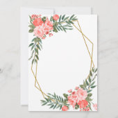美しいコーラル フローラル 招待状 (裏面)