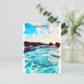 美しいコーンウォールイングランドUK沿岸景観 ポストカード (スタンド正面)