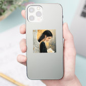 美しいゴシックエンジェルと白いバラの天上的デザイン シール (スマートフォン)