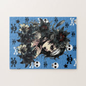 美しいゴシックガールブラックライリーフラワーアート ジグソーパズル (横)