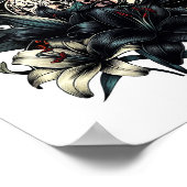 美しいゴシックガールブラックライリーフラワーアート ポスター (角)