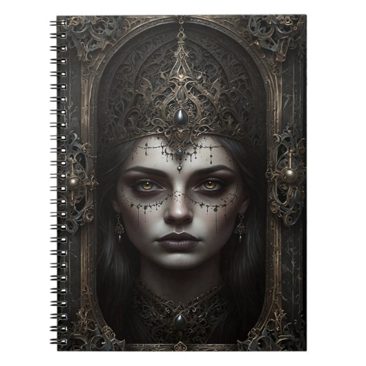 美しいゴシック様式の女性スパイラル写真ノート ノートブック (正面)