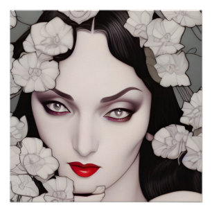 美しいゴシック様式の女性AIがアートを生み出す ポスター