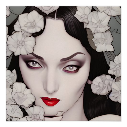 美しいゴシック様式の女性AIがアートを生み出す ポスター (正面)