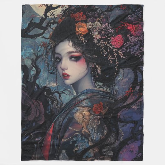 美しいゴシック様式の芸者 フリースブランケット (正面)