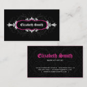 美しいゴシック様式名刺のピンクか灰色 名刺 (正面/裏面)