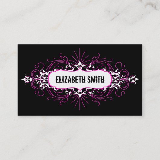 美しいゴシック様式名刺のピンクか黒 名刺 (正面)