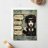 美しいゴスガール バレンタインデー ノートカード (正面/裏面インサイチュ)