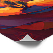 美しいゴールデンアワーデザートサンセット&ラクダ ポスター (角)