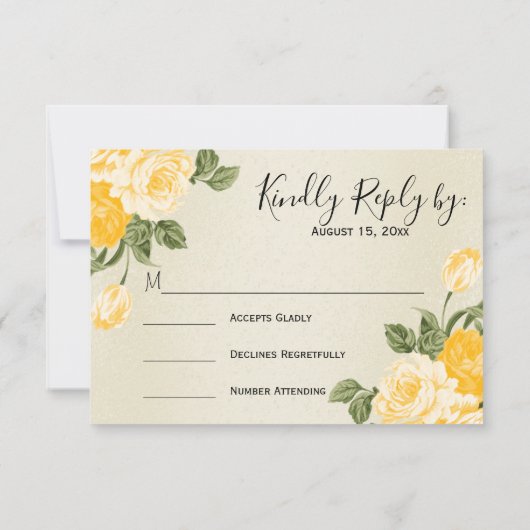 美しいゴールデンイエローフローラ- RSVP (裏面)