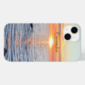 美しいゴールデンサンセットオーバー海名前をカスタムする Case-Mate iPhoneケース (裏面 (横))