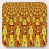 美しいゴールデンブラウンアフリカの部族プリントベクター コースター (正面)