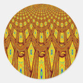 美しいゴールデンブラウンアフリカの部族プリントベクター ラウンドシール (正面)