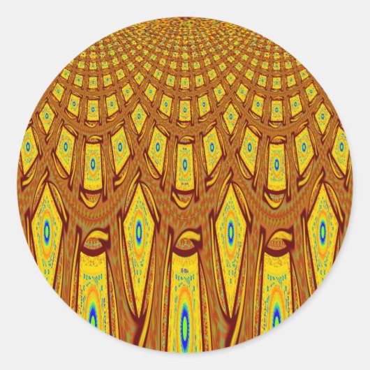 美しいゴールデンブラウンアフリカの部族プリントベクター ラウンドシール (正面)