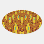 美しいゴールデンブラウンアフリカの部族プリントベクター 楕円形シール (正面)