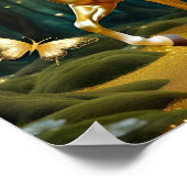 美しいゴールデンホース、ファンタジーアート ポスター (角)