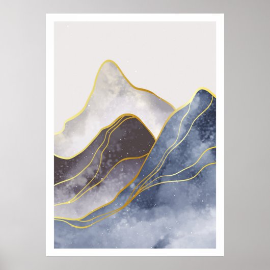 美しいゴールデンラインアート ポスター (正面)