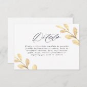 美しいゴールデンリーフウォーターカラーエレガントな結婚式 エンクロージャーカード (正面/裏面)