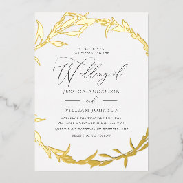 美しいゴールデンリーフリースフォイル結婚ズ 箔招待状