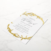 美しいゴールデンリーフリースフォイル結婚ズ 箔招待状 (回転した状態)